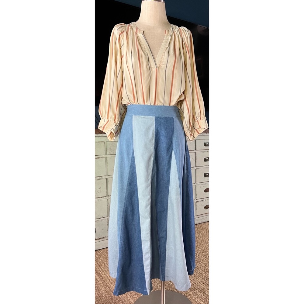 Anthropologie Maeve Striped Bubble Sleeve Blouse S - Picture 4 of 14